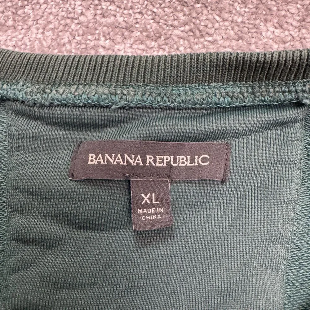 Banana Republic Pullover Sweatshirt Mens XL Green Tech Fleece Cew Neck Casual
